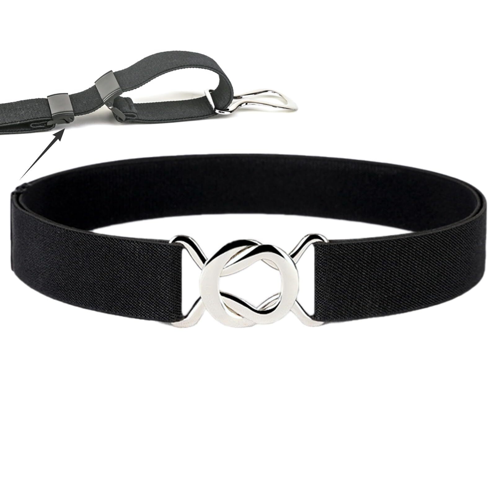 1592 Adjustable Stretch Belt No Show Flat Buckle Women Belts For Dresses Jeans